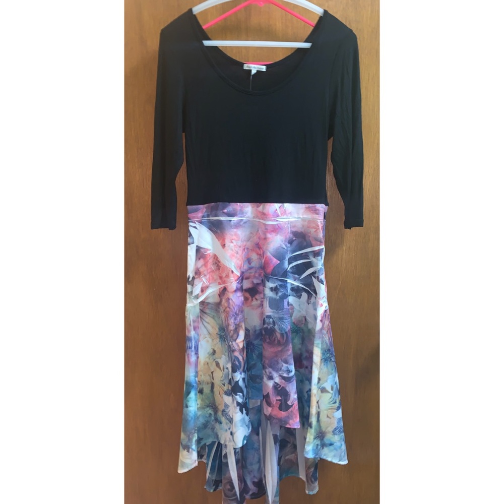 Flown Black and Floral Dress